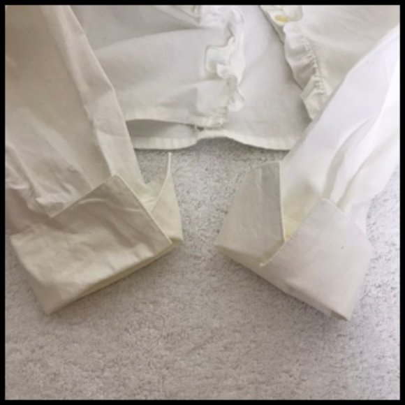 Cotton/Spandex Ruffle Front Folded Cuff Blouse Size M - Picture 6 of 8